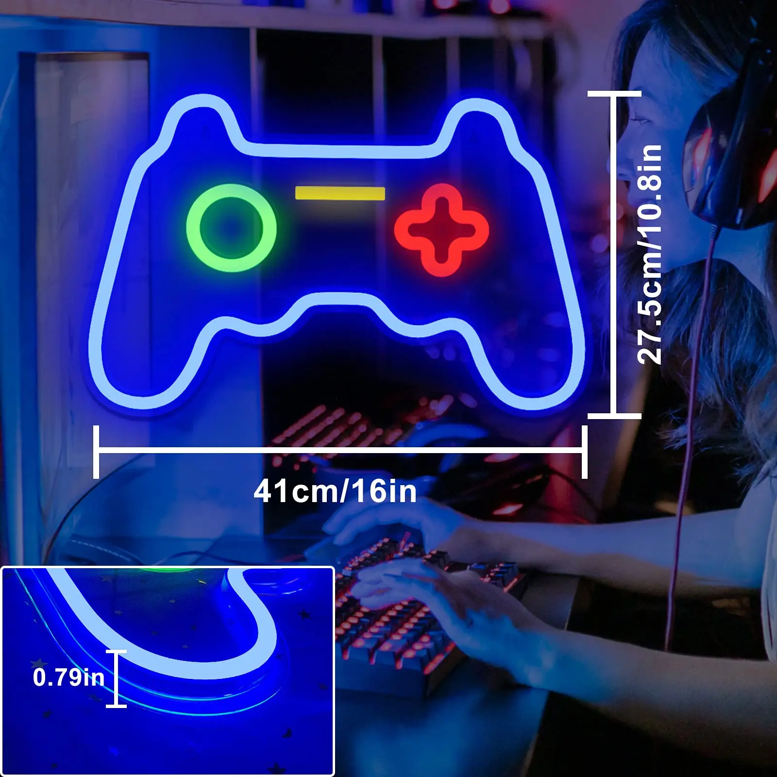 Game Neon Sign (16 x 11inch), Acrylic Board Led Neon Light Gamepad  Controller Neon Signs Gaming Wall, Hanging Neon Light for Bedroom Children  Game Room Interior Decoration