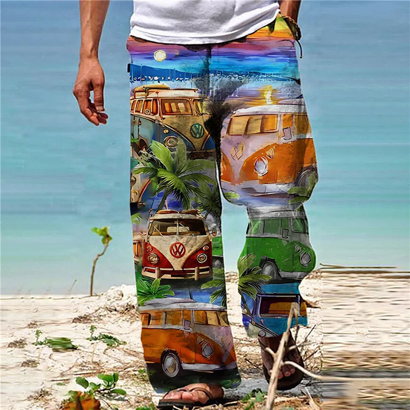 Men's And Women's Pants Summer pants Beach Pants Stretch Waist 3D Printed Color Block Geometric Pattern Graphic print Comfortabl 2