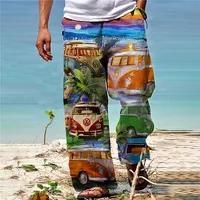 Men's And Women's Pants Summer pants Beach Pants Stretch Waist 3D Printed Color Block Geometric Pattern Graphic print Comfortabl 2