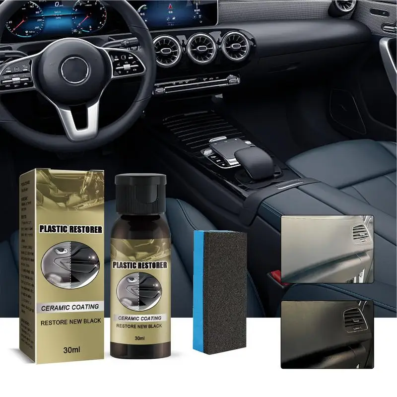 

Car Plastic Restorer 30ml auto Refurbishment Cleaning Agent vehicle interior paint care agent with sponge automotive Coating kit