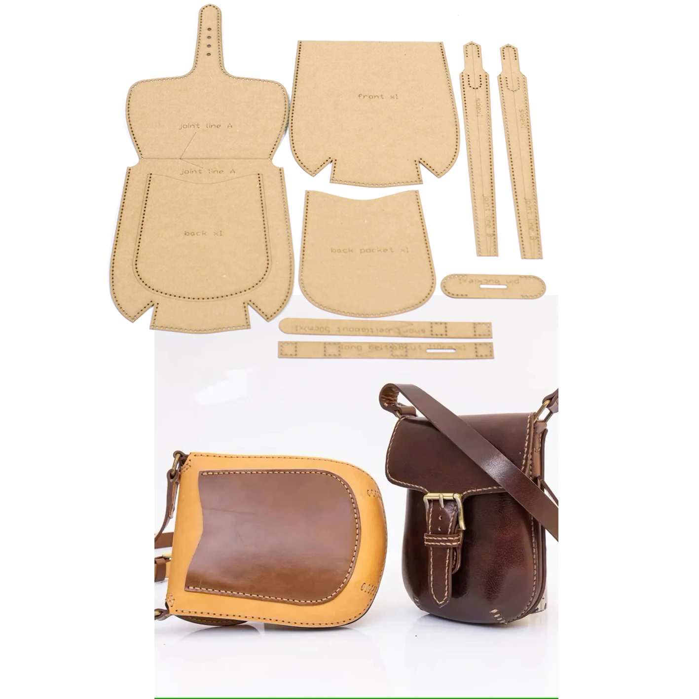 DIY leather craft phone bag die cutting kraft paper sewing pattern hollowed stencil template 19x14x5cm leather craft template sewing template