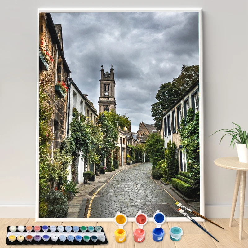 DIY Framed Paint By Numbers Kits Scenery Oil Painting For Adults Canvas  Painting Picture Of Coloring By Numbers Decor Art - AliExpress