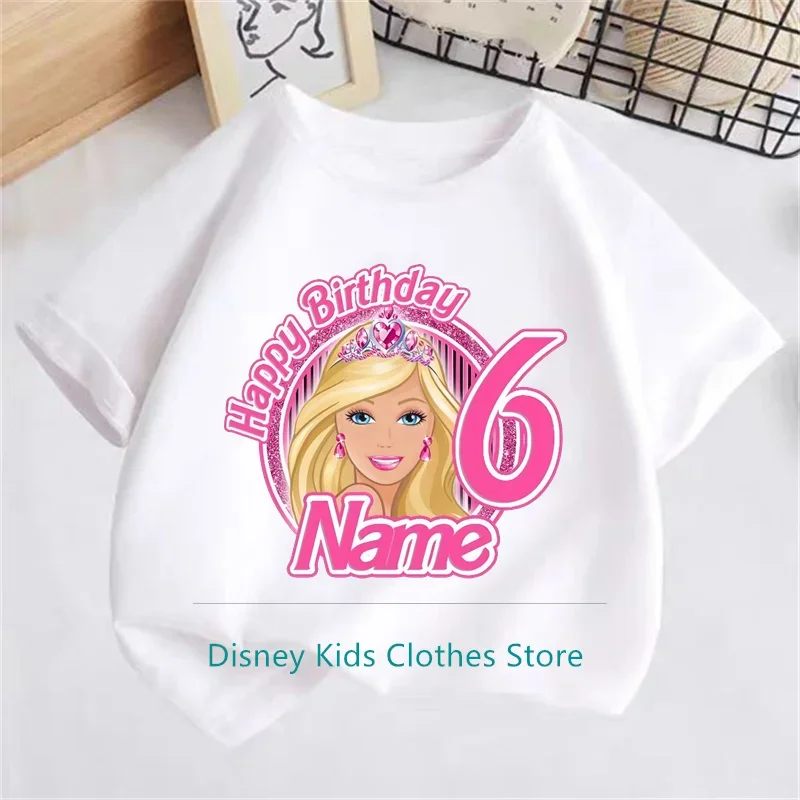 New Barbie Children Birthday Number 1-14 T Shirt Kid Kawaii Boy Girl Casual Clothes Anime Cartoons Kids T-shirts Tops Tee 4
