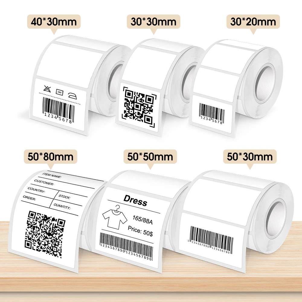 Etiqueta de Papel da Impressora Térmica Compatível com M110 M220 M200 E210 50*80 mm 50*30 mm 50*50 mm 40*30 mm 30*20 mm