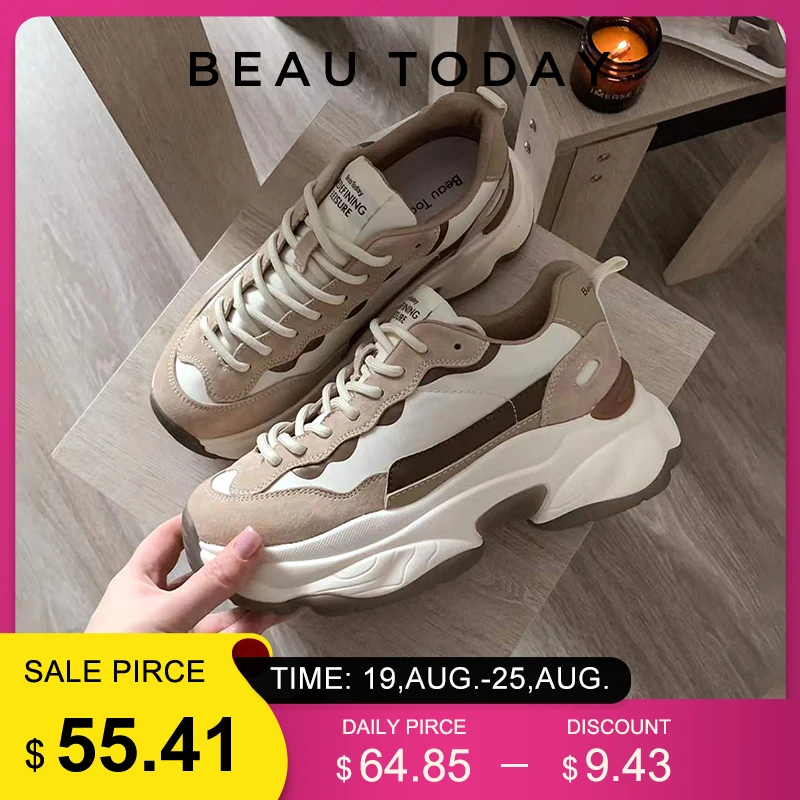 Women Sneakers Platform Suede Leather Patchwork