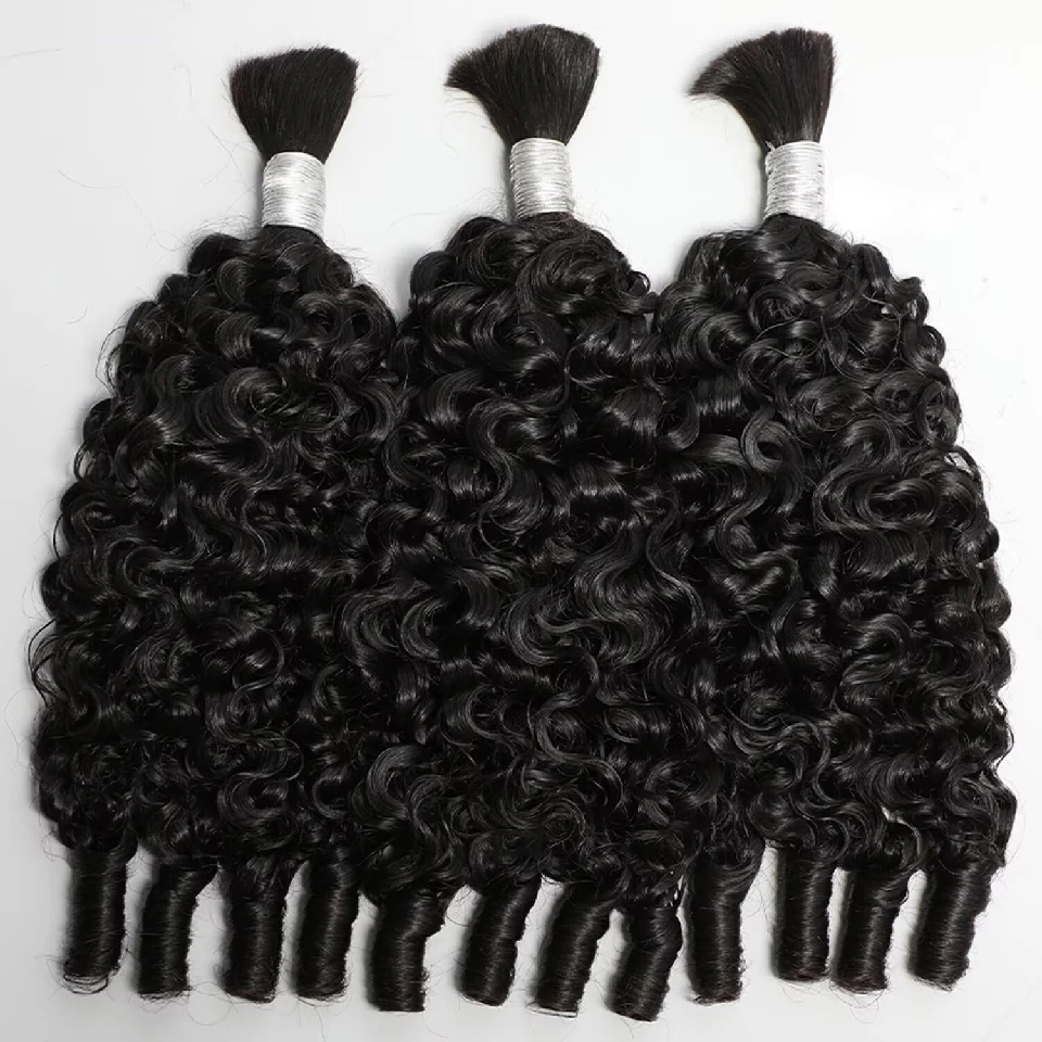 12A 100% Human Braiding Hair for Boho Braids Burmese Curly Spiral Curly Ends Bulk Bohemian Knotless Bundles No Weft Extensions 2