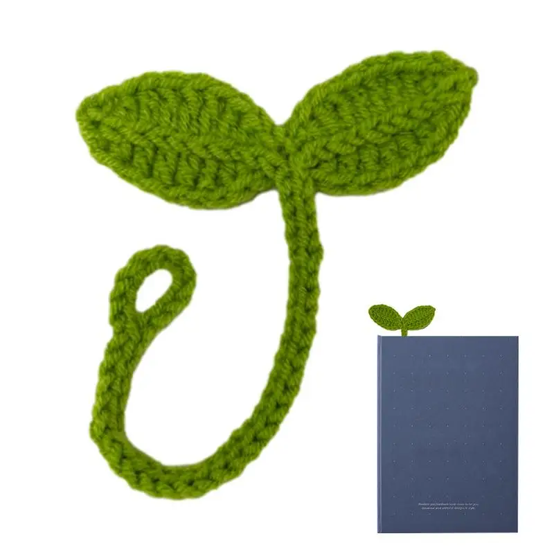 Knitted Crochet Leaf Sprout Data Cable Strap Handmade Knitted Green Leaf Bookmark Headphone Accessories D-IY Craft Gift knitting supplies