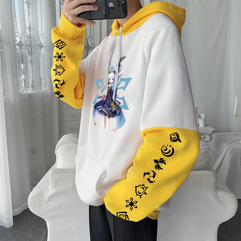 Kamisato Ayaka Genshin Impact Kawaii Game Women Hoodies Sweatshirt Long Sleeve Men Oversized Patchwork Winter Hoodie Streetwear 3