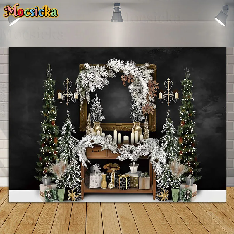 

Christmas Photography Background White Pine Tree Branches Winter Holiday Party Decor Kids Family Portrait Backdrop Photo Studio