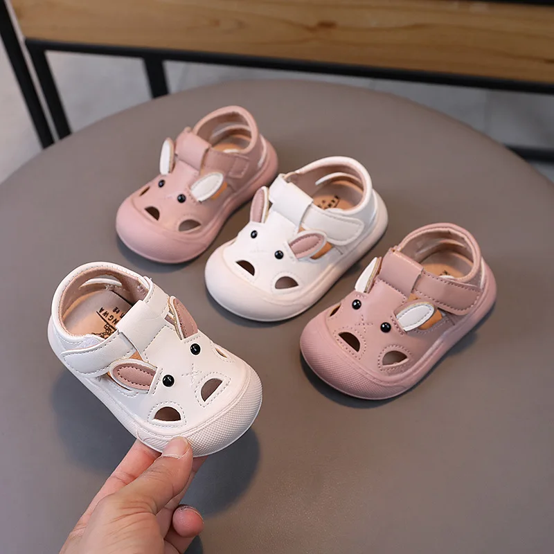 Baby Sandals Summer Infant Shoes Soft PU Leather First Walkers Baby Toddler Boy Girl Close-toed Sandals Beige, Pink