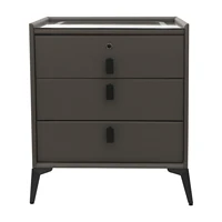 Умная тумбочка темно-серого цвета с 3 ящиками, прикроватная тумбочка со светодиодной подсветкой и распознаванием отпечатков пальцев для спальни, гостиной — изображение 2