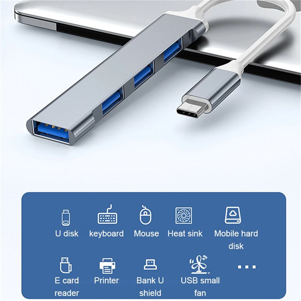 USB Hub 4 Port USB 3.0 Hub High Speed Type C Splitter Adapter Expander OTG For Xiaomi Macbook Pro 13 15 Air Pro PC Computer usb hub adapter usb port adaptor usb hub converter cable converter type c otg adapter