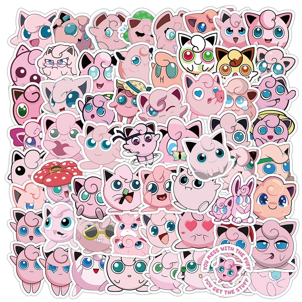 

10/30/60pcs Cute Pink Pokemon Jigglypuff Stickers Cartoon Decals Fridge Laptop Motorcycle Funny Kawaii Anime Sticker Kids Toys