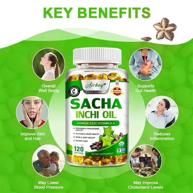Sacha Inchi Oil Capsules Balances Cholesterol Levels Supports Heart Brain Eye Immune System Health