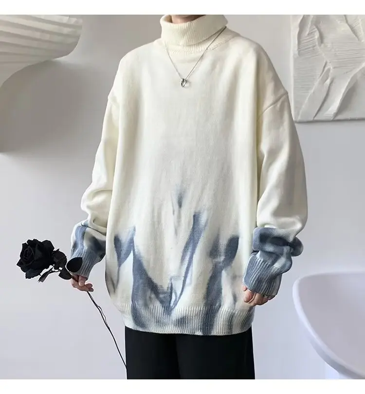 Description Picture 5 of itemSweaters Men Gentle Leisure Art American Style Aesthetic Tender Thermal Vibe Autumn Hombre Homme Pullovers Turtleneck Knitwear
