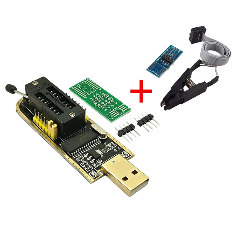 Módulo programador USB EEPROM Flash BIOS CH341A 24 25 Series + Clip de prueba SOIC8 SOP8 para EEPROM 93CXX / 25CXX / 24CXX