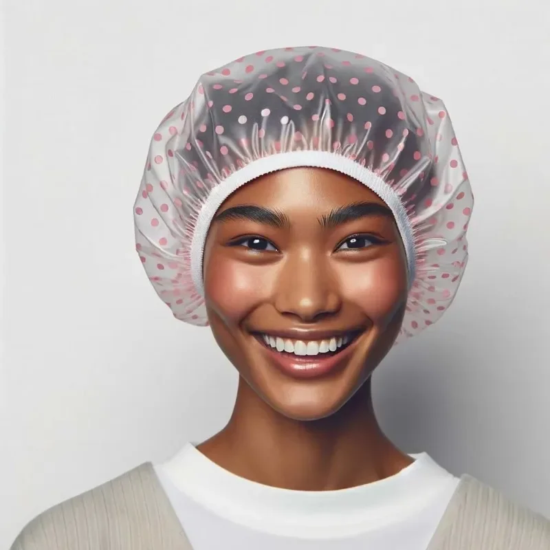 1PC Reusable Shower Cap with Elastic Band Waterproof & Thicken Bathing Hat for Women Perfect for Hair Salon & Home Use