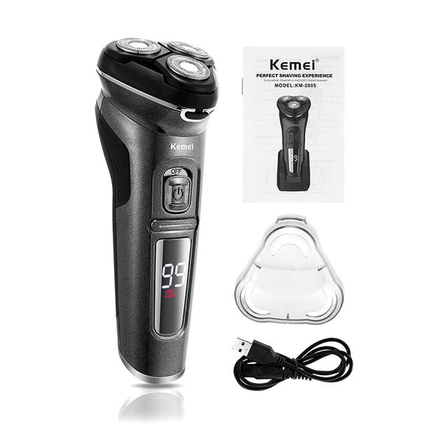 Cordless LCD Electric Shaver with Charger Base Wet Dry Beard Electric Razor Rechargeable Facial Shaving Machine For Men