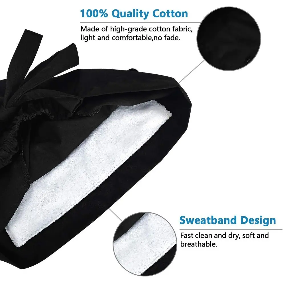Professional With Button Nurse Caps Sweatband Elastic Bandage Working Caps Breathable Lightweight Dentist Hats Healthcare