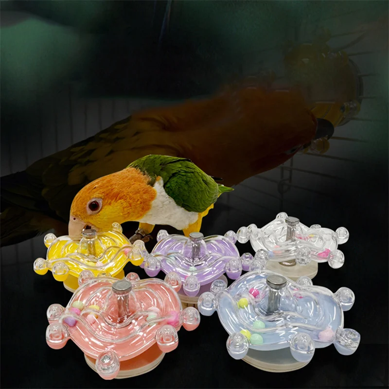 Parrot Toys UFO Spinning Colorful Wheel Relaxation Bite Stainless Steel for Little Birds