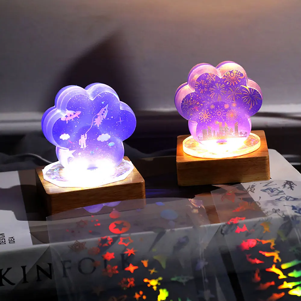 DIY Laser Decorative Sticker 1PC for Resin Silicone Molds Resin Filling 3D Nail Stickers Scrapbook Handmade Decoration for Decorative Stickers Adhesive Stickers