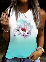 Summer Everyday Casual Ladies Fashion Tank Top 3D Flower Print Ladies Vest A Sleeveless Top For Outdoor Street Sports Women