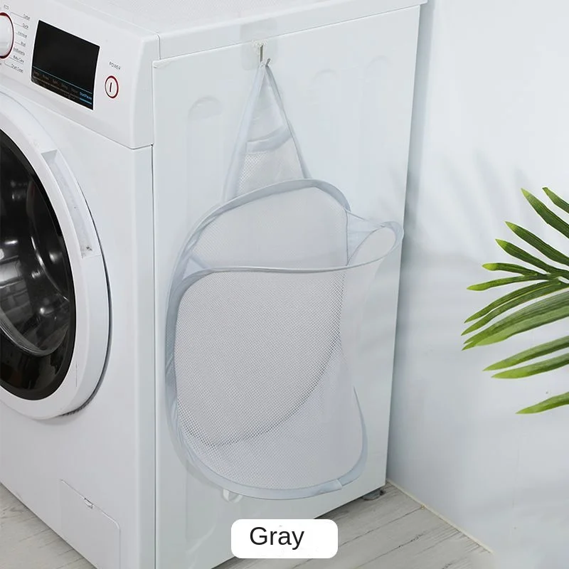 Folding Laundry Basket Organizer for Dirty Clothes Bathroom Clothes Mesh Storage Bag Wall Hanging Basket Frame Bucket #3140 laundry basket portable hamper