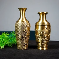 1PC Large Brass Plant Flower Vases with Ornate Dragon and Phoenixes Engravings Vases for Home Living Room or Office Decoration 2