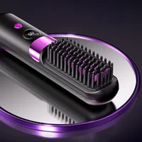 Brosse lissante pour cheveux avec écran LCD, sans fil, rechargeable par USB, lisseur portable, mini brosse lissante pour la maison et les voyages 6