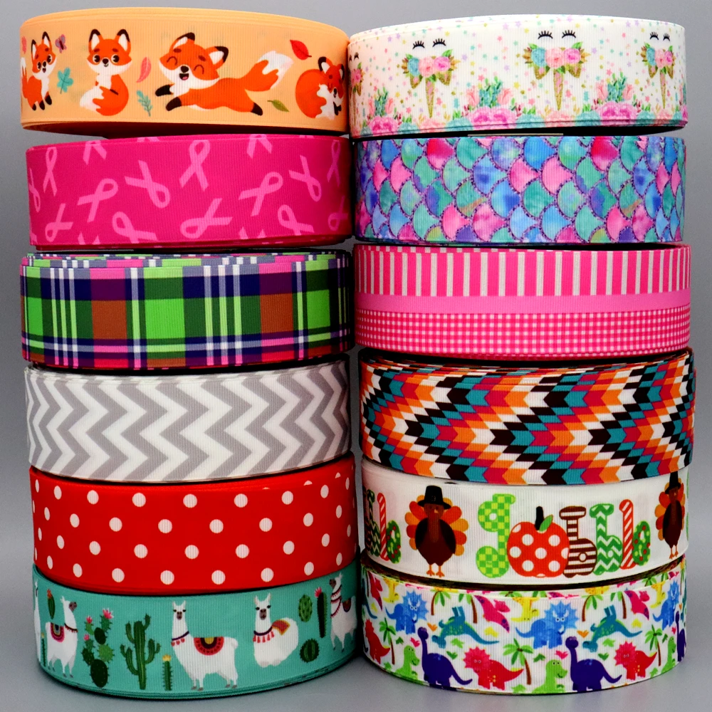50yards 38mm Big Sale Cartoon Popular Printed Grosgrain Ribbon Accessories Headwear Decoration Collar DIY Sewing Craft S2615