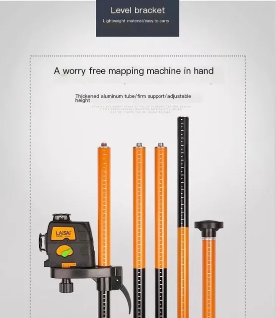 Astina Telescopica Per Livello Laser - Estendibile Fino A 4.2m, Con Regolazione Fine, Per Edilizia - Foto 7