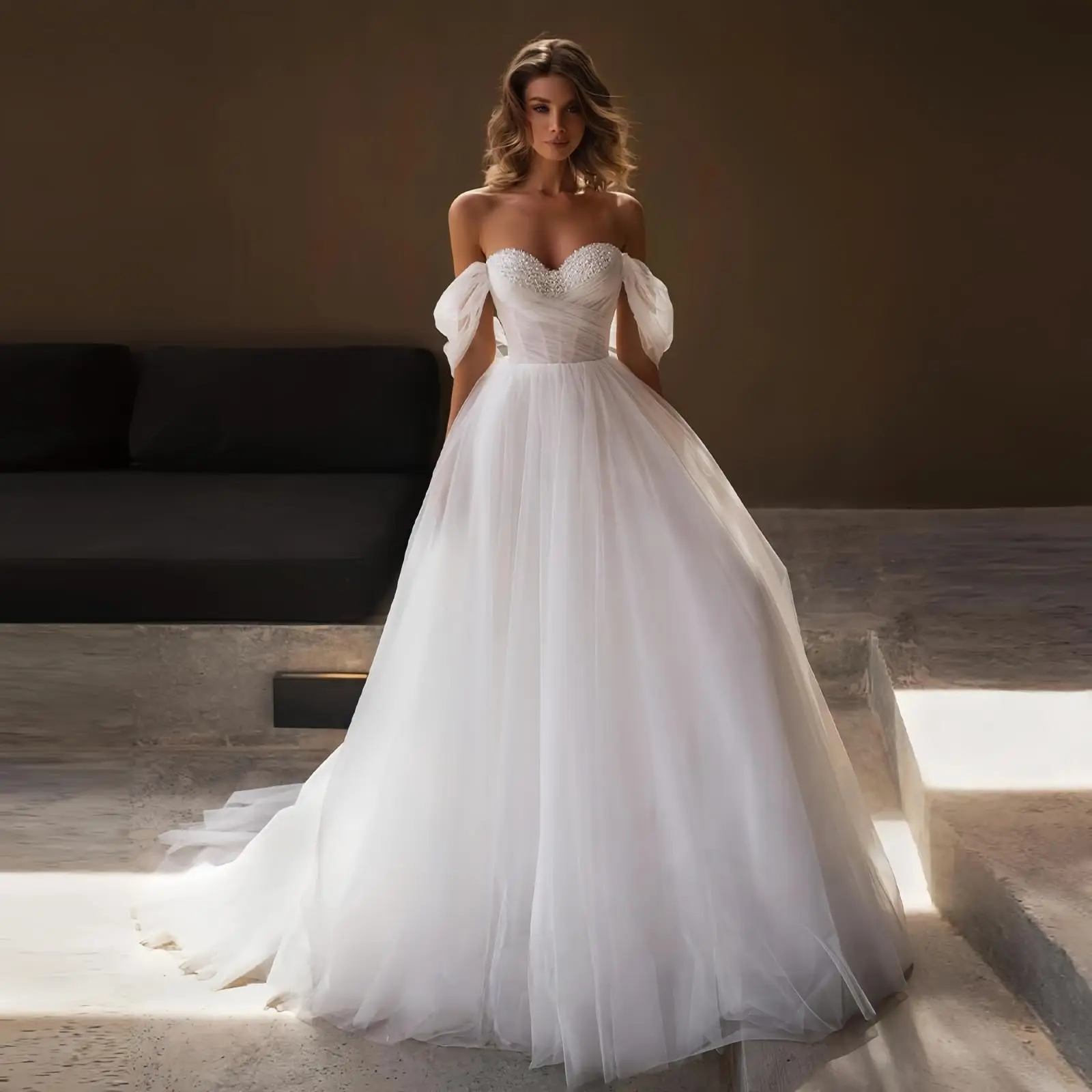 Ottilie Vestido de Chiffon Plisado con Corsé Esculpido y Escote Corazón