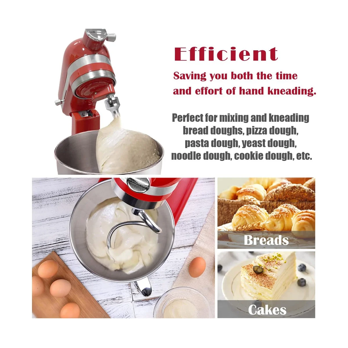 Spiral Dough Hook for Kitchenaid 4.5-5 Quart Tilt-Head Stand Mixer Dough Hook Replacement for Kitchenaid Attachment dough mixer mixer accessories