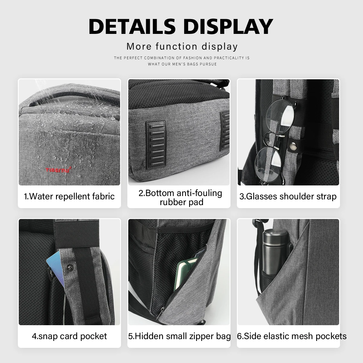 Tigernu Men Anti Theft Backpack 15.6inch Laptop Backpack Bags With USB Port Travel Bags Male Mochila Casual Schoolbags Knapsack 4