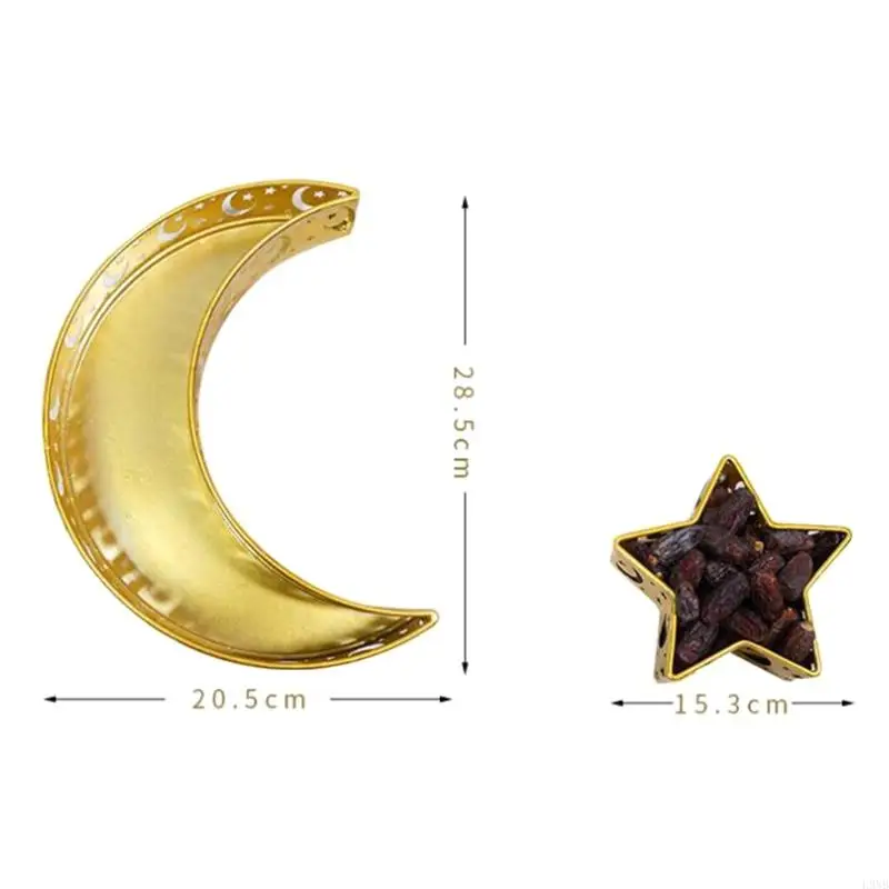 L9NB Eid Mubarak Moon Star Serving Tray Tableware Dessert Storage Container Ramadan Muslim Islamic Party Supply 6