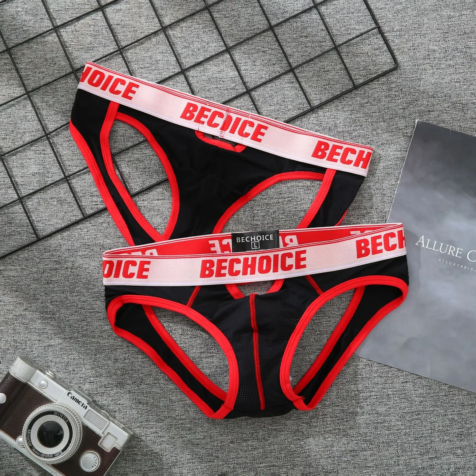 Men's back hollow low waist sexy underwear youth double T-pants 6