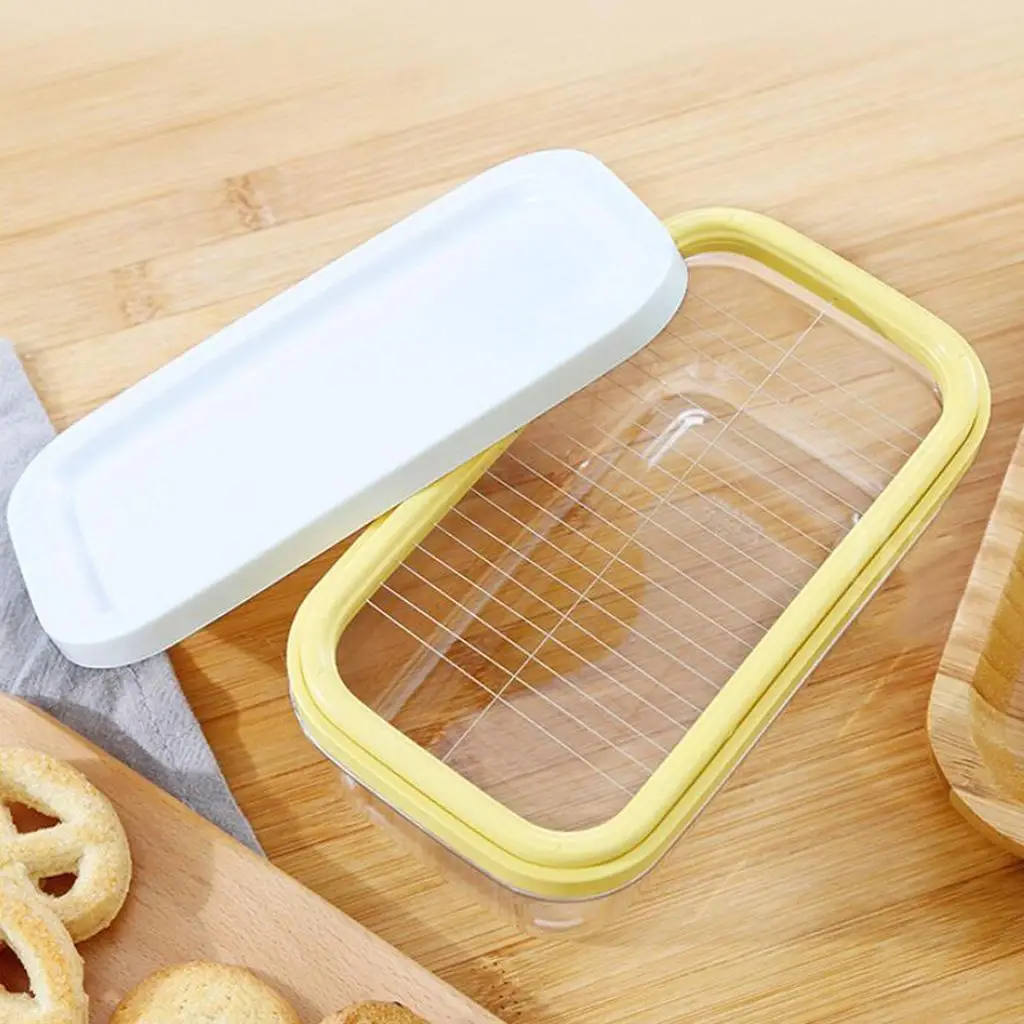 Plastic Butter Dish With Lid Butter Keeper Container Storage Cutter for Kitchen Storage & Decor