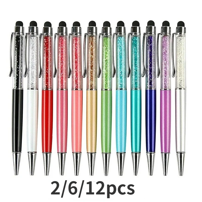 

2/6/12 шт. высококачественные роскошные блестящие ультратонкие универсальные чернильные шариковые ручки со стилусом