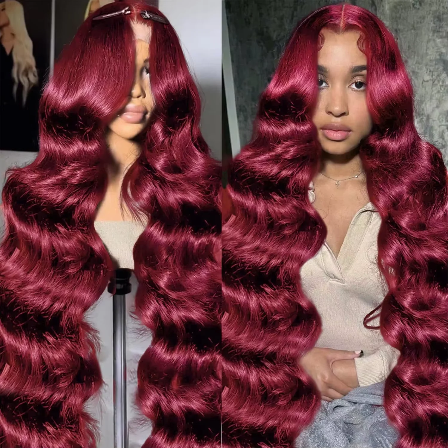 99J Burgundy Body Wave Human Hair Wig