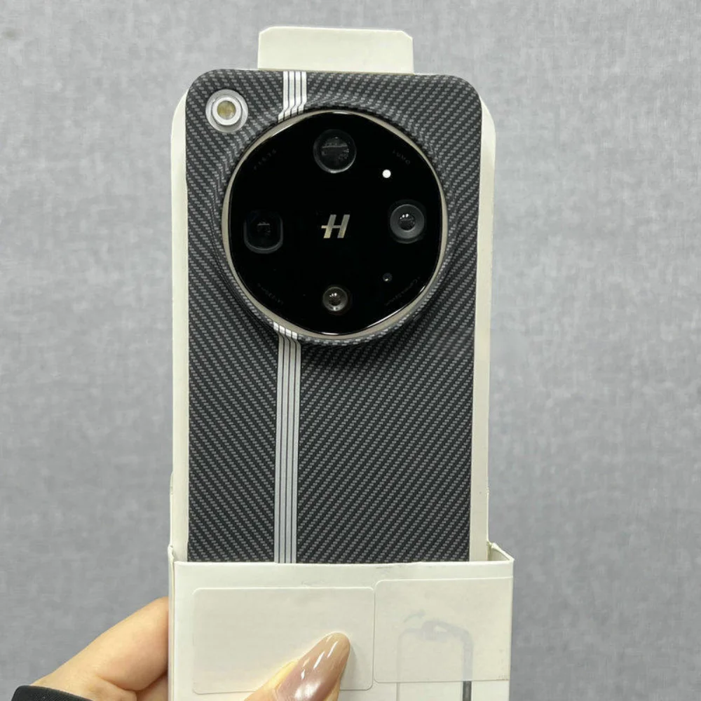 Carbon Fiber Colorful Stripe Texture PC Frameless Phone Case with Heat Dissipation Bumper Cover