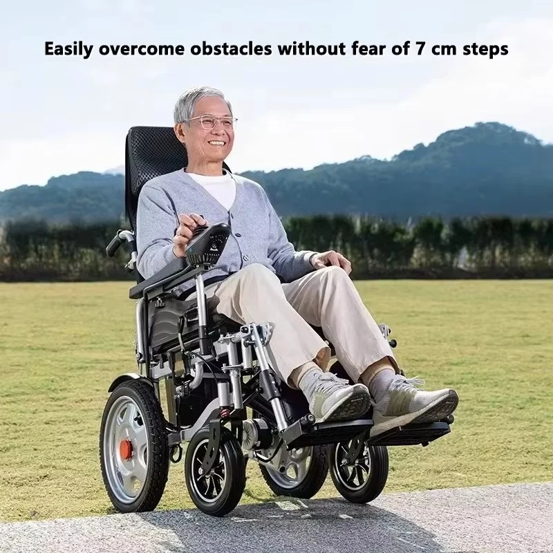 Sedia a rotelle elettrica scooter per mobilità a quattro ruote pieghevole intelligente completamente automatico per anziani per disabili - immagine 4