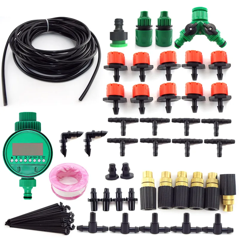 

5m 30m Micro Drip Irrigation Gardening self Watering timer set fog mist Cooling System tools plant Automatic Kits Spray Yard