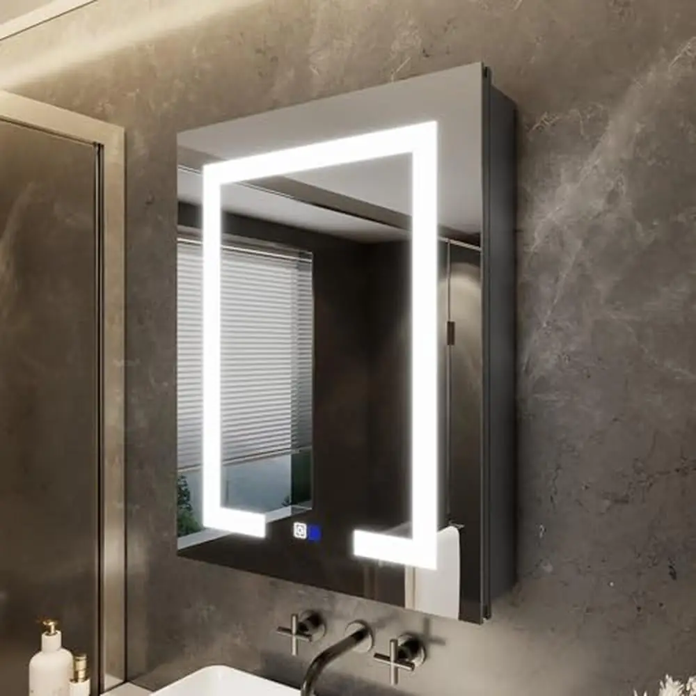 LED Dimmable Mirror Defogging Wall Mounted Bathroom Medicine Cabinet