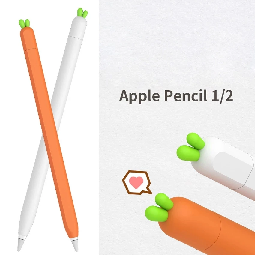 Cute Carrot Pencil Case for Apple Pencil Silicone Sleeve for 1st  Generation/2nd Generation Holder Protective Skin Cover Case Non-Slip Pencil  Tip Cover for iPad 