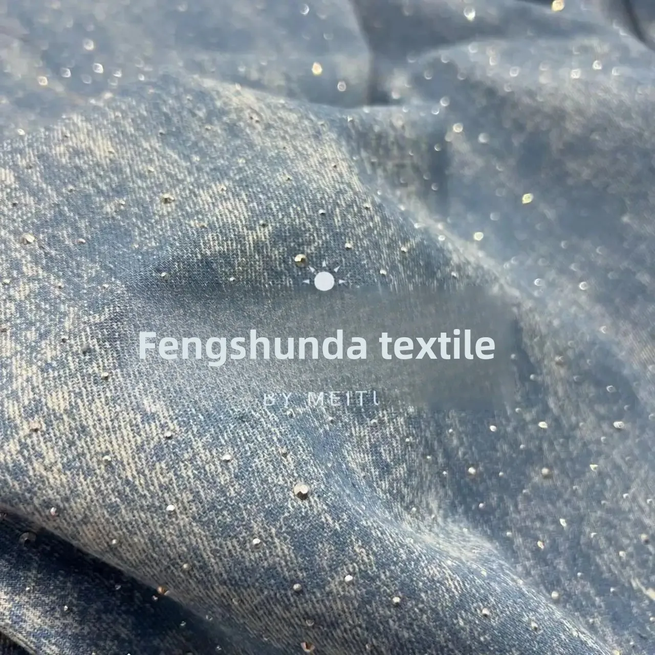Large And Small Diamond Washed Denim Fabric for Pants Coats Dresses Bags Hats Clothing Accessories from Mainland China