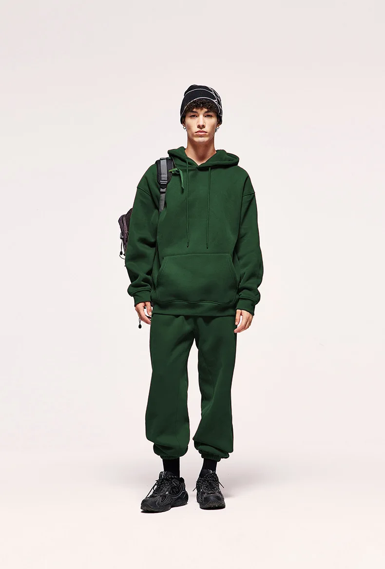 Basic Men Women 2Pcs Sets Sweatshirt Hoodies Pants Male Gyms Fitness Tops Joggers Sportswear Tracksuits