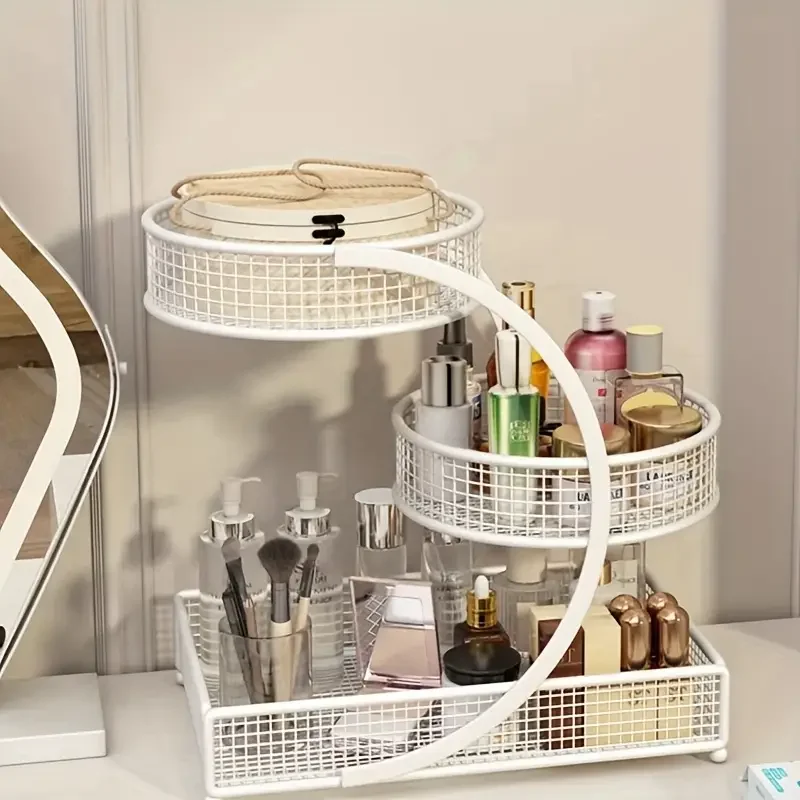 1pc Varnished Metal Cosmetic Organizer - Lightweight, No-Installation Makeup Storage Rack | Modern Vanity Countertop Shelf 6
