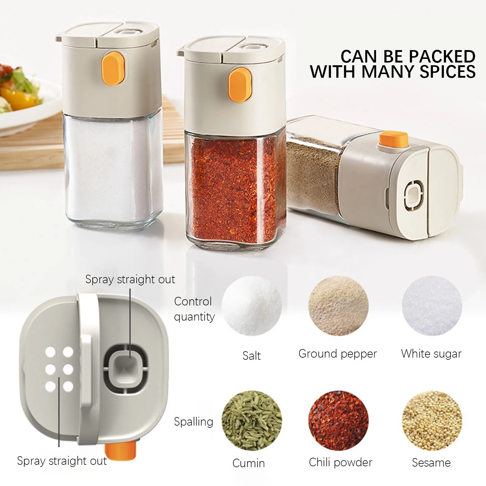 Seasoning Box 180ml Quantitative Salt Shaker Dustproof Metering Press Type