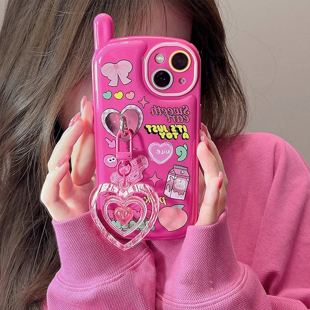 Cute Pink Heart Leopard Print Soft Wristband Phone Case Cover for iPhone  14, 13, 12, 11 Pro Max, 7, 8 Plus, X, XS, XR