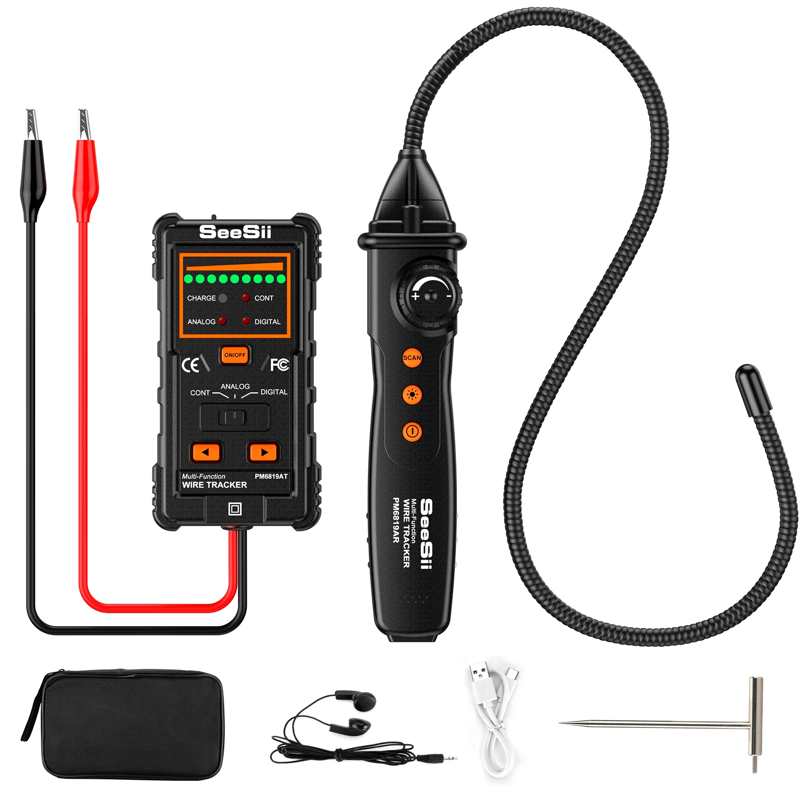 Underground Cable Locator Seesii Wire Tracer Detector with Earphone Test Network Cable Tracker  Telephone Line Tester